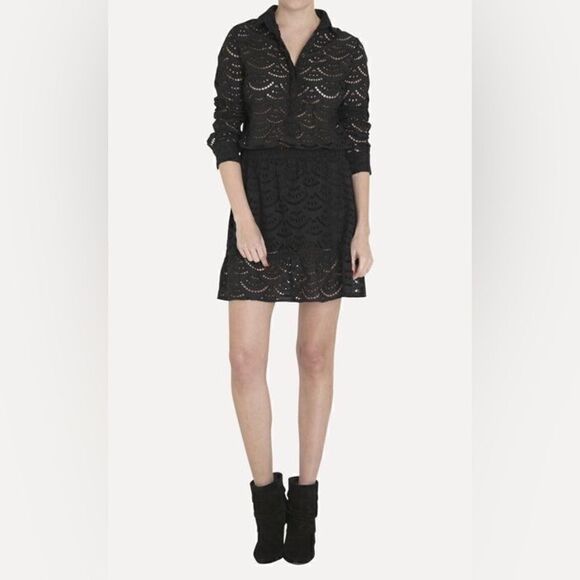 Ba&Sh Rian Mini White Dress Long Sleeve Eyelet Size S - Picture 7 of 14